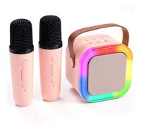Mini Karaoke Machine for Kids & Adults,Portable Bluetooth Speaker with 2 Wireless Microphones, Toys Birthday Gifts for 3-12 Year Old Family Home Party