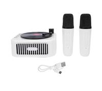 Mini Karaoke Machine for Kids Adults,Portable Bluetooth Speaker with 2 Wireless Mics, One Click Vocal Cancel 4 Voice Changing Effects, 5H Playtime for Birthday Party Holiday Gifts (White)