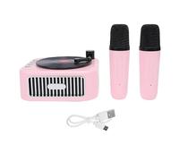 Mini Karaoke Machine for Kids Adults,Portable Bluetooth Speaker with 2 Wireless Mics, One Click Vocal Cancel 4 Voice Changing Effects, 5H Playtime for Birthday Party Holiday Gifts (Pink)