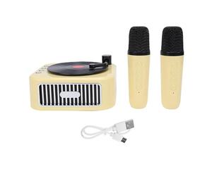 Mini Karaoke Machine for Kids Adults,Portable Bluetooth Speaker with 2 Wireless Mics, One Click Vocal Cancel 4 Voice Changing Effects, 5H Playtime for Birthday Party Holiday Gifts (Yellow)
