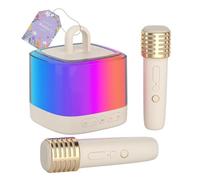 Mini Karaoke Machine for Kids Adults，with 2 Wireless Microphones,Portable Bluetooth Speaker，with RGB Lights, for 3-12 +Year Old Kids Toys, Suitable for Family Parties, Outdoor, Rv Singing (2)
