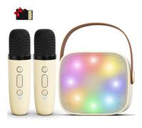Mini Karaoke Machine for Kids and Adults, Portable Bluetooth Speaker with 2 Wireless Microphones for Girls and Boys Age 3-11 and up, Gifts for Family Birthday Party