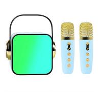 Mini Karaoke Machine for Kids and Adults, Portable Kids Karaoke Toy Machine with 2 Wireless Microphones and Bluetooth Speaker for Home Party Birthday Gifts (Blue-Dual Microphone 1pcs)
