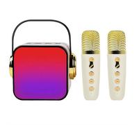 Mini Karaoke Machine for Kids and Adults, Portable Kids Karaoke Toy Machine with 2 Wireless Microphones and Bluetooth Speaker for Home Party Birthday Gifts (White-Dual Microphone 1pcs)