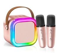 Mini Karaoke Machine for Kids Girls Toys Birthday Gifts for Kids 4 5 6 7 8 Years Old Portable Bluetooth Speaker with 2 Wireless Microphones for Singing Party Games