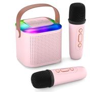 Mini Karaoke Machine for Kids, Portable Bluetooth Karaoke Speaker with 2 Wireless Microphones for Kids Teens, Age 3-12 Years Old for Home Party and Birthday Gifts (pink)