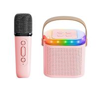 Mini Karaoke Machine for Kids,Portable Bluetooth Speaker with Wireless Microphone for Kids Toddler,Gifts for Girls and Boys Birthday (Pink 2 mic) (Pink 1 mic)