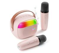 Mini Karaoke Machine for Kids, Toy for Girls Portable Bluetooth Speaker with 2 Wireless Microphones, Fashion Toy Gifts for Christmas Birthday, for 3 4 5 6 7 8+ Year Old Girls Gifts(Pink)