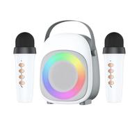 Mini Karaoke Machine For Kids,Toy For Girls Portable Bluetooth Speaker With 2 Wireless Microphones,Ktv Bluetooth Speaker,Fashion Toy Gifts For Christmas Birthday,For 3+ Year Old Girls Gifts (White)