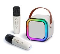 Mini Karaoke Machine for Kids with 2 Wireless Microphones and Lights, Bluetooth Connect Phone to Sing, 4-12+ Year Old Girl Boy Birthday Gifts