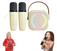 Mini Karaoke Machine, Kids Karaoke Machine Microphones Toy with 2 Wireless Microphones with Voice Changing Effects & LED Lights, Portable Bluetooth Speaker, Gifts for Girls Toys Age 3-12 Year (White)