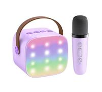 Mini Karaoke Machine Portable Bluetooth 5.3 PA Speaker With 2 Wireless Microphones For Home Family Singing Gift K12(Purple 1 mic)