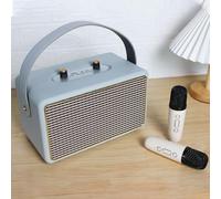 Mini Karaoke Machine, Portable Bluetooth Speaker, 2 Microphone, Surround Sound, 3.5mm/TF Card/U Disk Playback Modes, Large-size Full-range Speakers