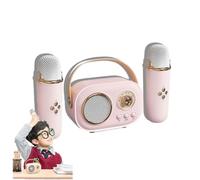 Mini Karaoke Machine Portable Bluetooth Speaker,Wireless Speaker with Microphone,Retro Microphone and Speaker,Mini Speaker with 2 Wireless Microphones,Portable Kids Karaoke Machine (A)