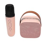 Mini Karaoke Machine Set, Portable Bluetooth Speaker with Wireless Microphone Support AUX USB 512G Storage, Home Handheld Microphone for Party Birthday (Pink)