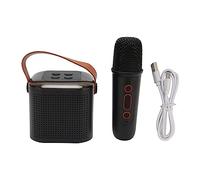 Mini Karaoke Machine, Support Memory Card Wireless Speaker Microphone Set RGB Light Stereo Portable Exquisite for Party for TV (Black)
