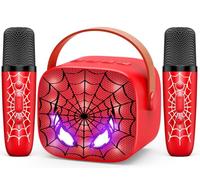 Mini Karaoke Machine Toys Gifts: Kids Toys Christmas Birthday Gifts for 4 5 6 7 8 9 Years Old Girl Boy Stocking Stuffers LED Portable Bluetooth Speaker with 2 Wireless Microphone Girl Gift Age 3-12+
