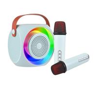 Mini Karaoke Machine Wireless Microphone and Speaker Set with 2 Microphone LED Color Light Handheld Mic Karaoke Speaker Gifts for Birthday Party Desktop Outdoor Home KTV Set