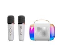 Mini Karaoke Machine Wireless Microphone and Speaker Set with 2 Microphone Rechargeable LED Color Light Handheld Mic BT Karaoke Speaker Gifts for Birthday Party Desktop Outdoor Home KTV Set