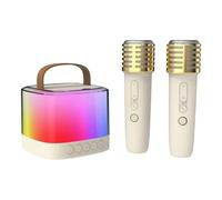 Mini Karaoke Machine with 2 Wireless Bluetooth Microphones, LED Portable Speaker Funtion Birthday for Girls Boys Age 4 12 +, Singing Machine for Home Party Music Play for Kids Teens Adults (1 PC)