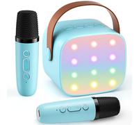 Mini Karaoke Machine with 2 Wireless Microphones, 2025 TOP Kids Portable Bluetooth Karaoke Machine for 3, 4, 5, 6, 7, 8, 9,10,11,12+Year Old, Christmas Birthday Gifts for Girls Boys Adults Home Party