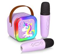 Mini Karaoke Machine with 2 Wireless Microphones, Karaoke Machine for Girl, Singing Toys for Ages 3 4 5 6 7 8 9 10 11 12 Years Old Birthday, Party, Purple Kids Karaoke Machine for Girls