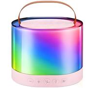 Mini Karaoke Machine with 2 Wireless Microphones, Portable Wireless Speaker with Colorful LED Lights for Youngsters, 3.5 x 3 x 2.6 in, 9 x 7.5 x 6.5 cm, Pink Color