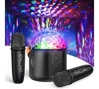 Mini Karaoke Machine with Disco LED Lights for Kids Adults, Kids Toys Gifts for 4 5 6 7 8 Years Old Boys Portable Bluetooth Speaker with 2 Wireless Microphone Gift Toy for Birthday Family Home Party