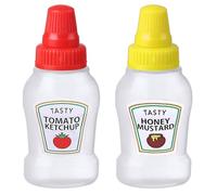 Mini Ketchup Bottles - Sauce Bottle Squeeze With Sturdy Screw Cap | Refillable Condiment Squeeze Bottle | Portable Condiment Containers For Salad Dressing, Soy Sauce, Honey & More, Ṕlastic