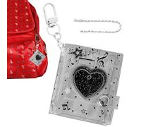 Mini Key Ring Photo Album, Book Storage for Photocards with Heart Design - Shiny and Transparent Charm for Backpack, Photo Album with 24 Pockets - for 5 cm Photos School Travel Display