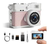 Mini Keychain Camera - 1080P FHD Mini Retro Digital Camera - Tiny Portable Small Cameras Vintage Compact Micro Cameras - Pocket Video Recorder with 8GB Card for Travel Study Recording
