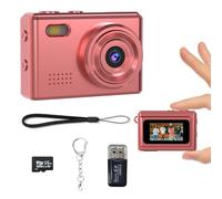 Mini Keychain Camera, 1080P HD Video Recorder with 16GB SD Card, Retro Tiny Digital Camera with 12MP 0.96'' Screen, Vintage Small Camera for Kids, Teens, and Beginners (Rose Gold)