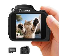 Mini Keychain Camera - 4K Mini Retro Digital Camera - Tiny Pocket Size Photo Video Cameras with 32GB Card - Small Compact Micro Portable Video Recorder for Travel Study Recording(Black)