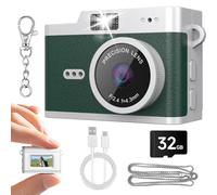 Mini Keychain Camera, Retro Snap Mini Digital Camera, 1080P Tiny Pocket Video Camera Vintage Portable Small Camcorder for Travel Vlogging, Video Recorder with 32GB Card, Green