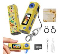 Mini Keychain Digital Camera:2K Digital Mini Camera with 16GB Card, Vintage Keychain Camera with 270° Rotating Lens, 400mAh Battery Portable Small Cameras with Elegant Gift Box for Travel,Kids,Gifts