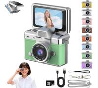 Mini Keychain Digital Camera Retro Mini Digital Video Camera Small bodycam 1080P FHD Recording with 0.96" IPS Screen with 6 Retro Filters AVI Format-Ideal for Phone Transfer (Green, 128GB)