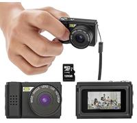 Mini Keychain Digital Camera with Flash 128GB Card 2MP 0.96" 1080P Display Pocket Size Long Battery Life Portable Small Tiny Video Recorder for Travel Party Fun Vlog Gifts Beginners (Bla!ck)
