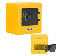 Mini Kids Safe Box, 3.7 X 3.7 X 1.77in Money Storage Case Simulation Safe Box Coded Lock Coin Cash Saving Box Personal Safe Lock Box for Kids(Yellow)