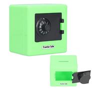 Mini Kids Safe Box, 3.7 X 3.7 X 1.77in Money Storage Case Simulation Safe Box Coded Lock Coin Cash Saving Box Personal Safe Lock Box for Kids(Green)