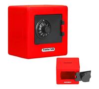 Mini Kids Safe Box, 3.7 X 3.7 X 1.77in Money Storage Case Simulation Safe Box Coded Lock Coin Cash Saving Box Personal Safe Lock Box for Kids(Red)