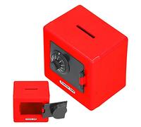 Mini Kids Safe Box, Children Money Storage Case Simulation Safe Box Coded Lock Coin Cash Saving Box Personal Safe Lock Box Room Decoration for Cash Jewelry and Important Documents (Red)