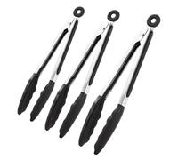 Mini Kitcheen Tongs - Kitchen Tongs, Heat Resistant Utensils | 3 Pieces Non-Stick Tools, Stainless Steel BBQ Tong with Silicone Tips for Cooking Kitchen Food BBQ Camping Salad Serving Barbecue Party