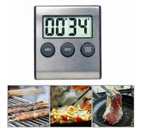Mini Kitchen Alarm Clock, Timer, 24 Hour Countdown, for Cooking, Studying, Sports, Meeting, Parking, Medicine, Stainless Steel, Silver