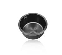Mini Kitchen Sink,Black Round Sink,304 Stainless Steel Small Sinks,Single Bowl Caravan Sinks with Drainer Fittings and Overflow for Campervan Bar Restaurant,Undermount and Topmount (Ø 34cm)
