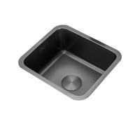 Mini Kitchen SinkBlack Rectangular 304 Stainless Steel Small Sink Single Bowl Caravan Sink with Drainer & Overflow for Campervan Bar RestaurantUndermount/Topmount (39x)