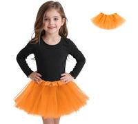mini kitty Tutu Skirts for Girls Layered Tulle Ballet Skirt Puffy Princess Fairy Dress for Daily Dance Christmas Halloween New Year Birthday Theme Party Costume for 2-9 Years (orange)
