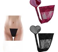 mini kitty Women’s C-String Invisible Strapless Thong Sexy Heart Cat Shaped Panty Underwear C Shape Self Adhesive Seamless Knickers (UK, Alpha, One Size, Regular, Regular, 2, black,red)