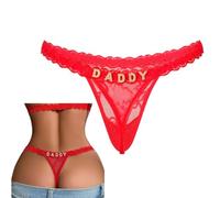 mini kitty Women's Sexy Thong G String Shinny Rhinestones Special Word Panties Knicker Underwear Naughty Low Rise Lace Tangas Briefs T Back Lingerie (UK, Alpha, One Size, Regular, Regular, Style C)