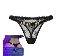 mini kitty Women's Sexy Thong G String Shinny Rhinestones Special Word Panties Knicker Underwear Naughty Low Rise Lace Tangas Briefs T Back Lingerie (UK, Alpha, XL, Regular, Regular, Style A)