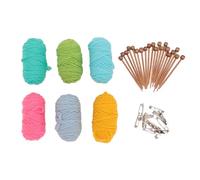 Mini Knitting Tools Set Single Pointed Knitting Needles 6 Colors Knitting Yarns Stitch Holders for Crafting Enthusiasts (Walnut Color)